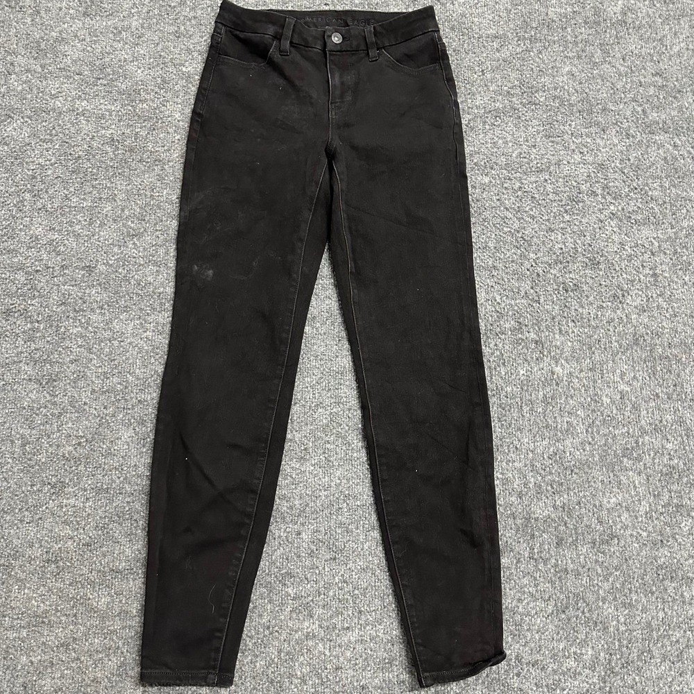 American Eagle Jeans Womens Size 2 Black Skinny Stretch Real Good Denim Pants